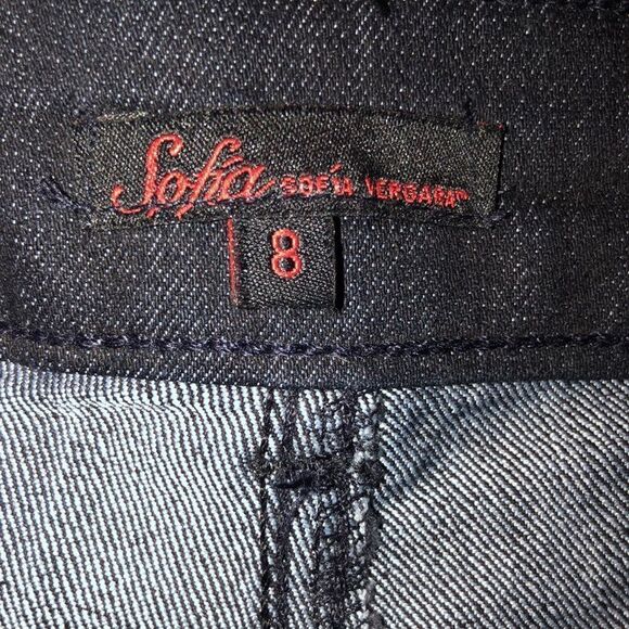 Sofia 8 Black Cuffed Stretch High Rise Denim Shorts - Picture 12 of 14